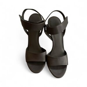 Vince Genna Dark Brown High Heeled Wide Strap Made in Italy Sandals